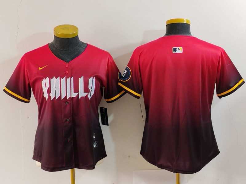 Womens Philadelphia Phillies Blank Red 2024 City Connect Limited Jersey